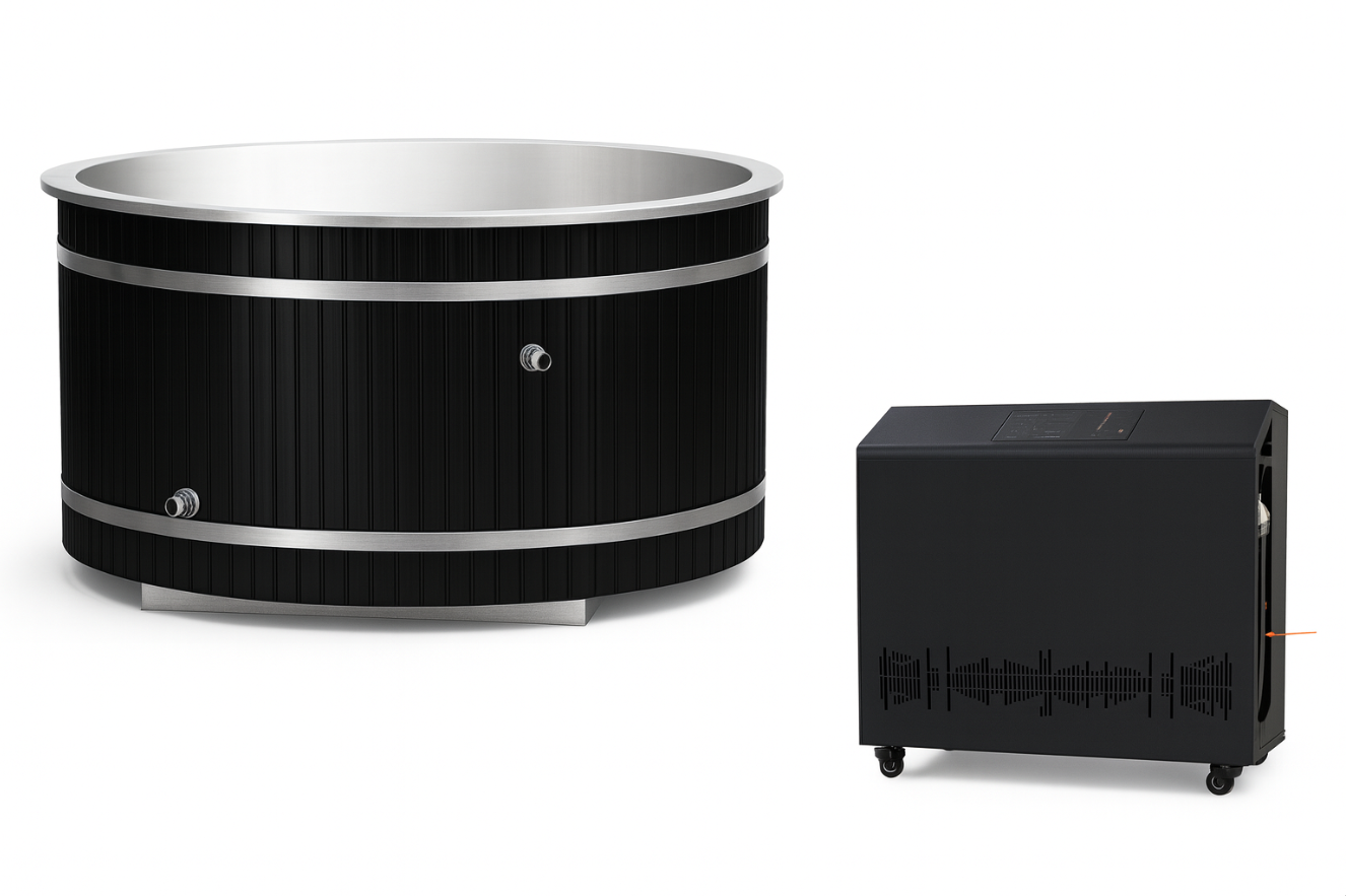 Round Black Cedar Ice Bath – Cold Plunge & Hot Tub with Chiller