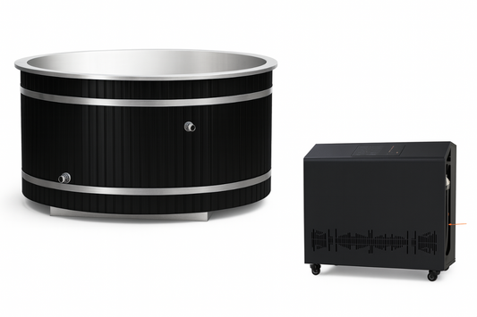Round Black Cedar Ice Bath – Cold Plunge & Hot Tub with Chiller